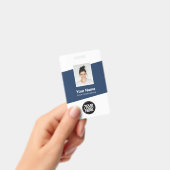 Badge Photo d'employé moderne, Code barre, Logo, Nom (Manuel / portable)