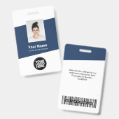 Badge Photo d'employé moderne, Code barre, Logo, Nom (Avant & arrière)