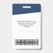 Badge Photo d'employé moderne, Code barre, Logo, Nom (Arrière)