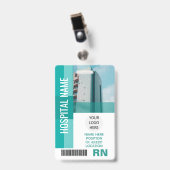 Badge Photo d'employé moderne, code-barres, logo, carte  (Avant avec clip)
