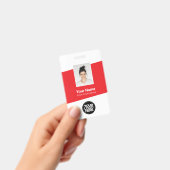 Badge Photo d'employé moderne, code-barres, logo, nom (Manuel / portable)