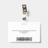 Badge Photo d'employé moderne personnalisée, Code barre, (Arrière avec clip)