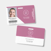 Badge Photo d'employé Nom Logo de la société Code-barres (Avant & arrière)