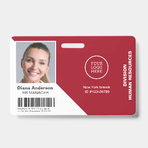 Badge Photo d'employé Nom Logo de l'entreprise Code-barr