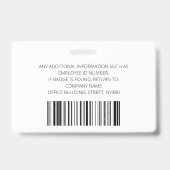 Badge Photo d'employé orange personnalisée, logo, code-b (Arrière)