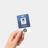 Badge Photo d'employé peint sur mesure, Code Qr, Logo, N (À main)