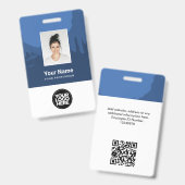 Badge Photo d'employé peint sur mesure, Code Qr, Logo, N (Recto et verso)