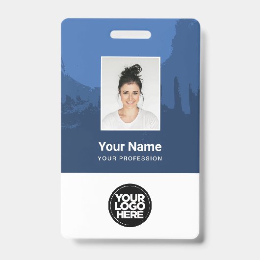 Badge Photo d'employé peint sur mesure, Code Qr, Logo, N (Face)