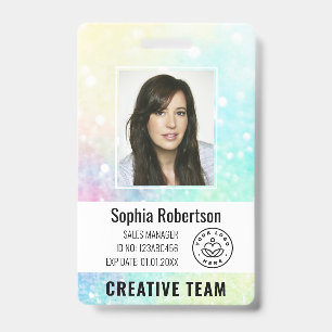Badge Photo d'employé personnalisé avec luxe et paillett