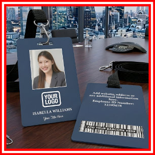 Badge Photo d'employé personnalisé, Code-barres, Logo, B