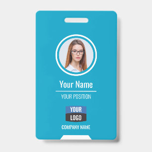 Badge Photo d'employé personnalisé, code-barres, logo, b