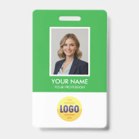 Photo d'employé personnalisé, code-barres, logo, b