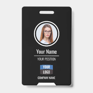 Badge Photo d'employé personnalisé, code-barres, logo, b