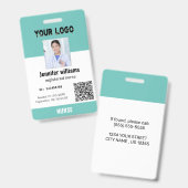 Badge Photo d'employé personnalisé, code-barres, logo, I (Avant & arrière)