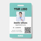 Badge Photo d'employé personnalisé, code-barres, logo, I (Avant)