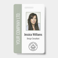 Photo d'employé personnalisé, code-barres, logo, n