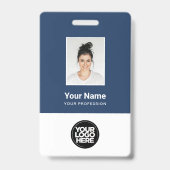 Badge Photo d'employé personnalisé, code-barres, logo, n (Avant)