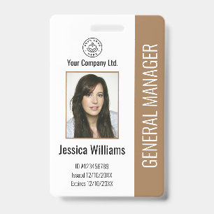Badge Photo d'employé personnalisé, code-barres, logo, n