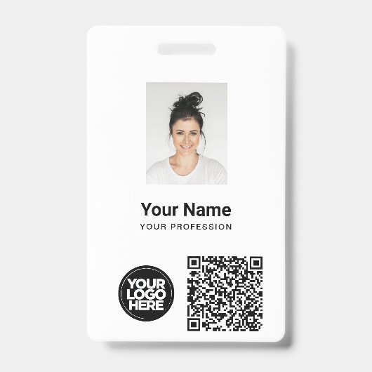 Badge Photo d'employé personnalisé, code Qr et code-barr (Avant)