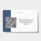 Badge Photo d'employé personnalisé, code QR, logo, nom (Arrière)