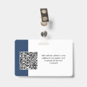 Badge Photo d'employé personnalisé, code QR, logo, nom (Arrière avec clip)