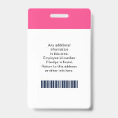 Badge Photo d'employé personnalisé, logo, code-barres, b (Arrière)