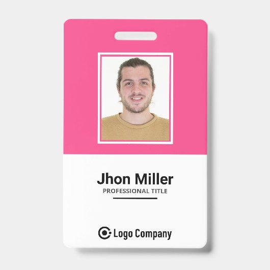 Badge Photo d'employé personnalisé, logo, code-barres, b (Avant)