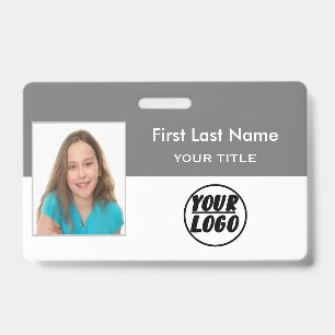 Badge Photo d'employé personnalisé Logo, Code-barres B