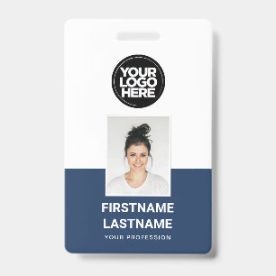 Badge Photo d'employé personnalisé, Logo, Nom, Texte gra