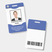 Badge Photo d'employé personnalisé, Nom , Logo, Code-bar (Avant & arrière)