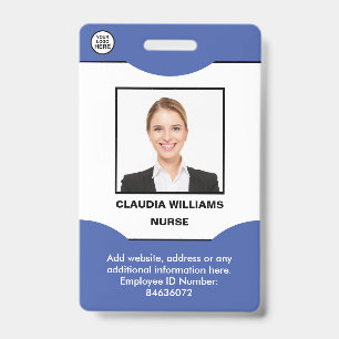 Badge Photo d'employé personnalisé, Nom , Logo, Code-bar