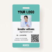 Badge Photo d'employé personnalisée, Code barre, Logo, I (Devant)