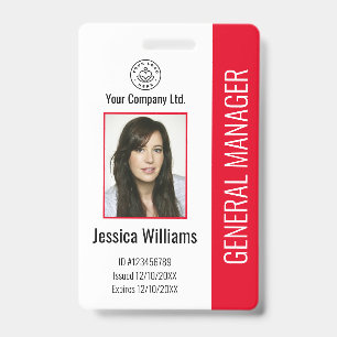 Badge Photo d'employé personnalisée, code-barres, logo,