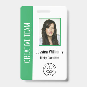 Badge Photo d'employé personnalisée, code-barres, logo,