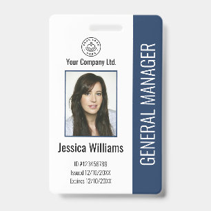 Badge Photo d'employé personnalisée, code-barres, logo,