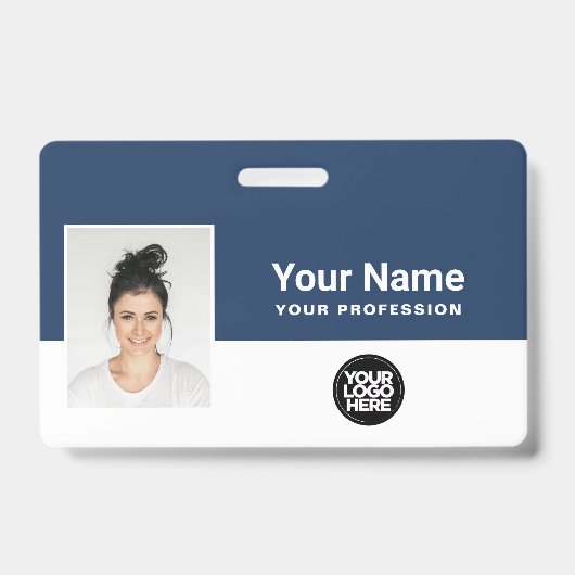 Badge Photo d'employé personnalisée, code-barres, logo (Avant)