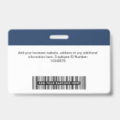 Badge Photo d'employé personnalisée, code-barres, logo (Arrière)