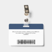 Badge Photo d'employé personnalisée, code-barres, logo (Arrière avec clip)