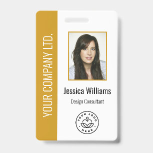 Badge Photo d'employé personnalisée, code-barres, logo,