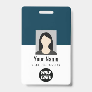 Badge Photo d'employé personnalisée, code-barres, logo, 