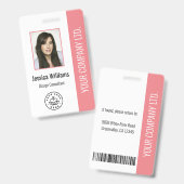 Badge Photo d'employé personnalisée, code-barres, logo,  (Avant & arrière)