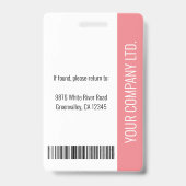 Badge Photo d'employé personnalisée, code-barres, logo,  (Arrière)