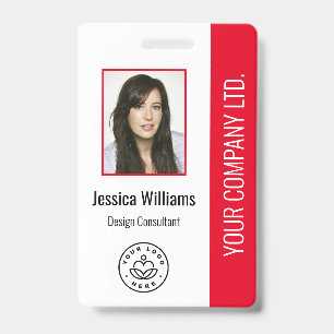 Badge Photo d'employé personnalisée, code-barres, logo,