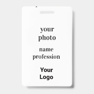 Badge photo d'employé personnalisée, code-barres, logo,