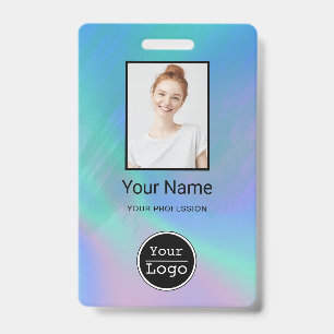 Badge Photo d'employé personnalisée, code-barres, logo,