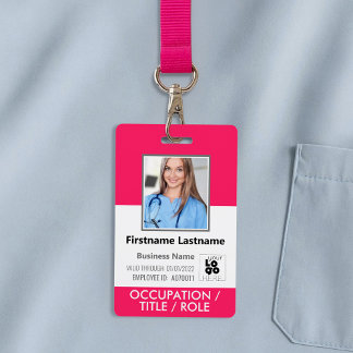Badge Photo d'employé personnalisée, code-barres, logo r