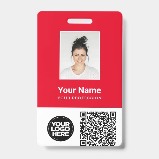 Badge Photo d'employé personnalisée, code Qr et barre, l (Front)