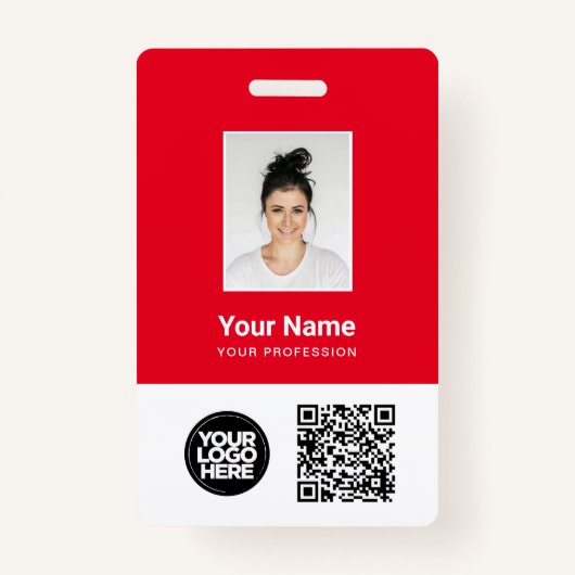 Badge Photo d'employé personnalisée, code Qr et barre, l (Devant)