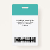 Badge Photo d'employé personnalisée, code Qr et barre, l (Dos)