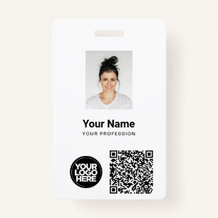Badge Photo d'employé personnalisée, code Qr et barre, l